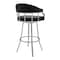Armen Living Valerie 26"  Swivel Black Faux Leather Bar and Counter Stool in Brushed Stainless Steel Finish LCVLBABSBL26 - alternate 3